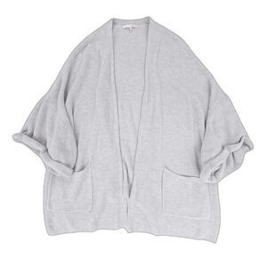 OAK‎ + FORT Waffle Knit Draped Wide Cardigan Sweater Quiet Luxury Lagenlook Gray